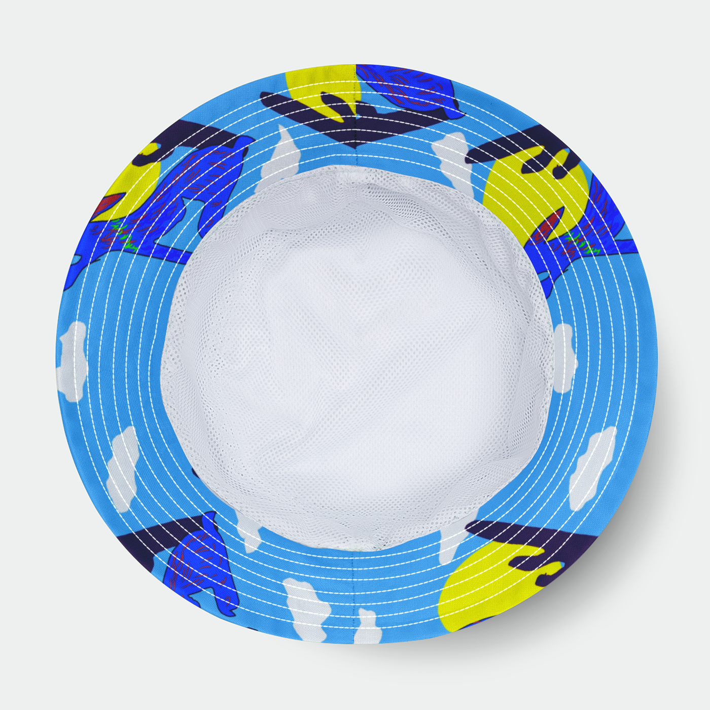 Blue Coyote Pattern Bucket Hat