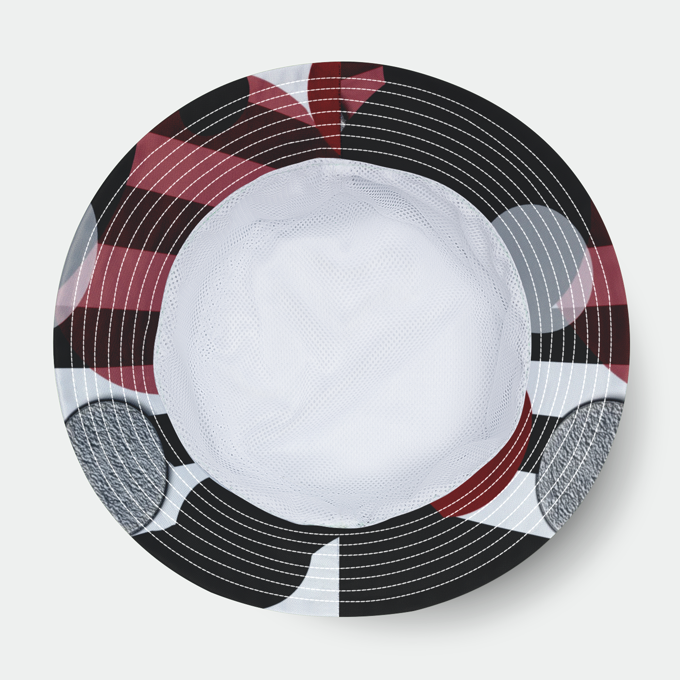 Black White Red Stripes Dots Bucket Hat