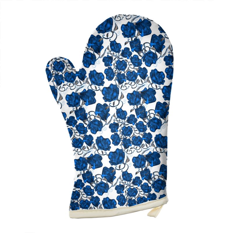 Blue Roses Oven Glove