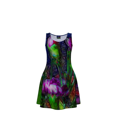 Abstract Pink Carnations Skater Dress