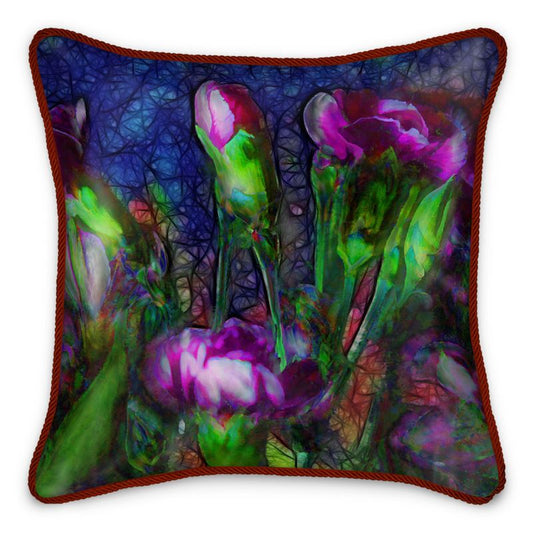 Abstract Pink Carnations Silk Cushion