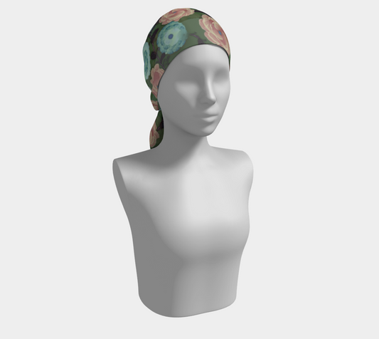 Earthy Peach and Turquoise Flower Pattern Long Scarf
