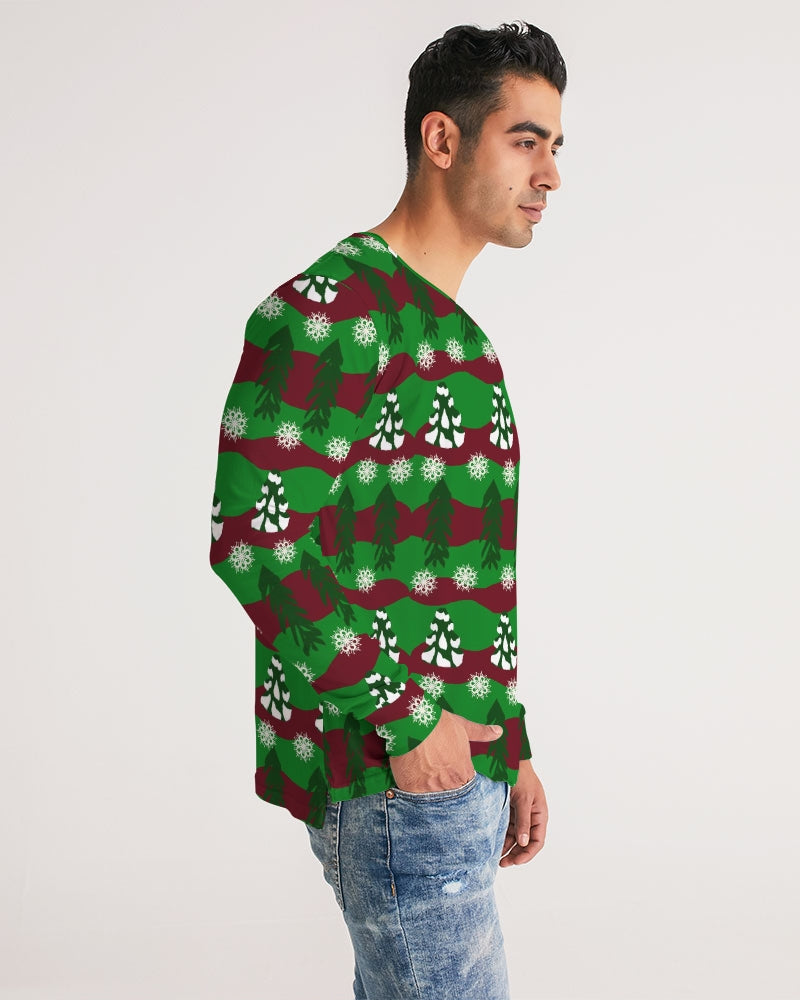 Snowy Evergreen Pattern Men's Long Sleeve Tee