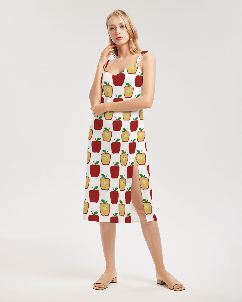 Apple Polkadots Women's Tie Strap Split Dress
