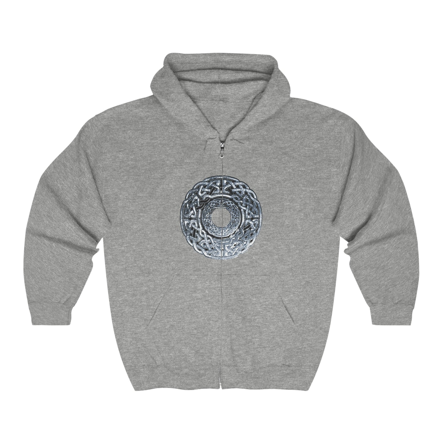 Silver Celtic Knot Circle Unisex Heavy Blend™ Full Zip Hooded Sweatshirt