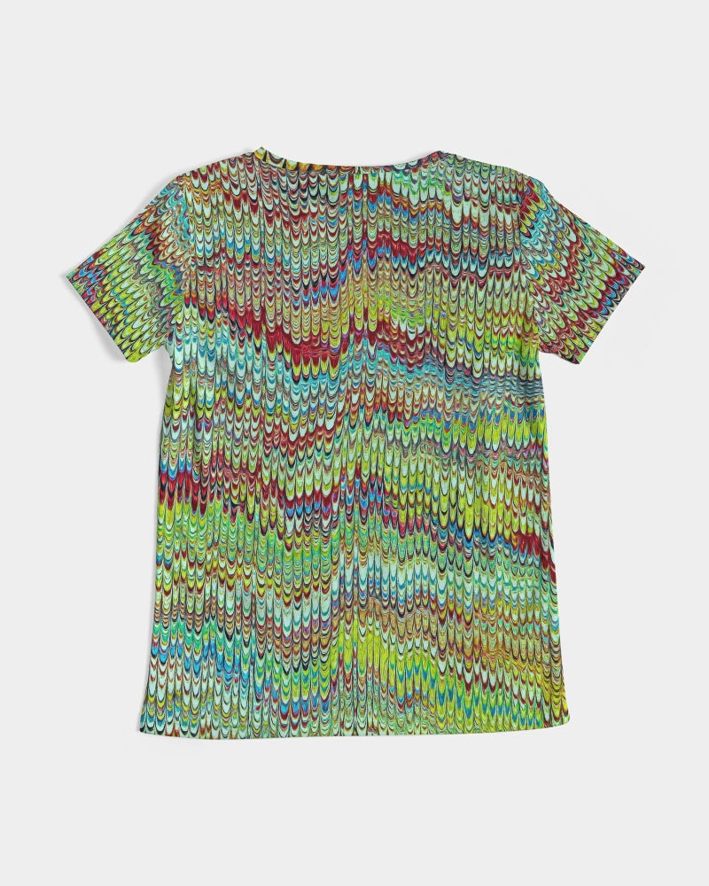 Cool Green Marbled Women's V-Neck Tee