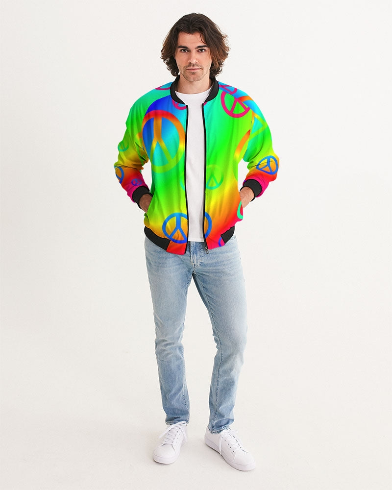 Rainbow Peace Signs Men's Bomber Jacket