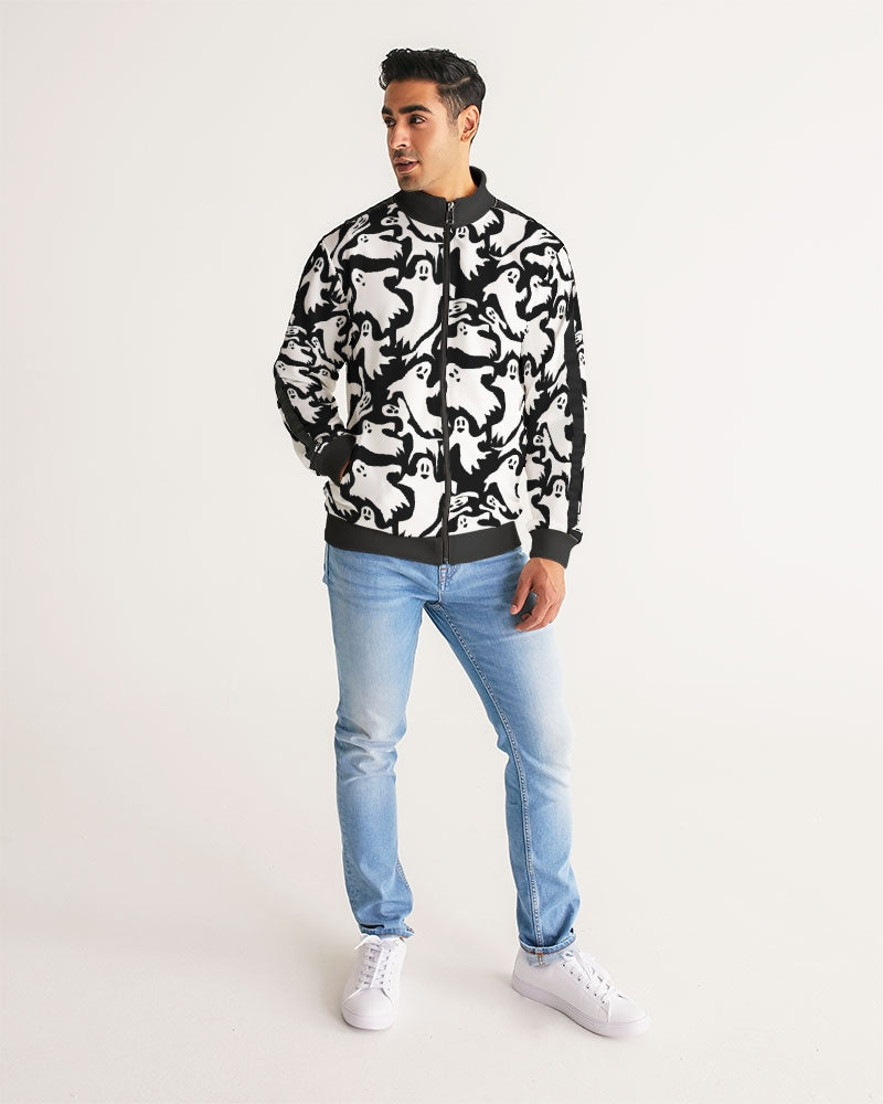 Ghosts Pattern Men's Stripe-Sleeve Track Jacket