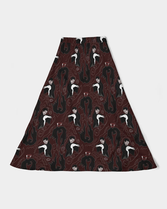 Vampire Pattern Women's A-Line Midi Skirt