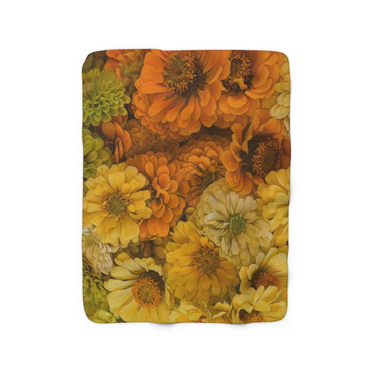Yellow Zinnias Sherpa Fleece Blanket