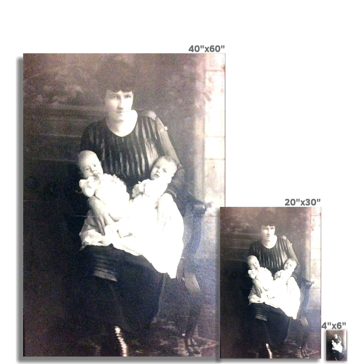 Early 1900s Mother and Twins Fine Art Print