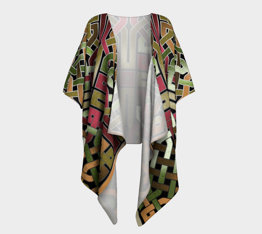 Earthtone Celtic Knot Square Draped Kimono
