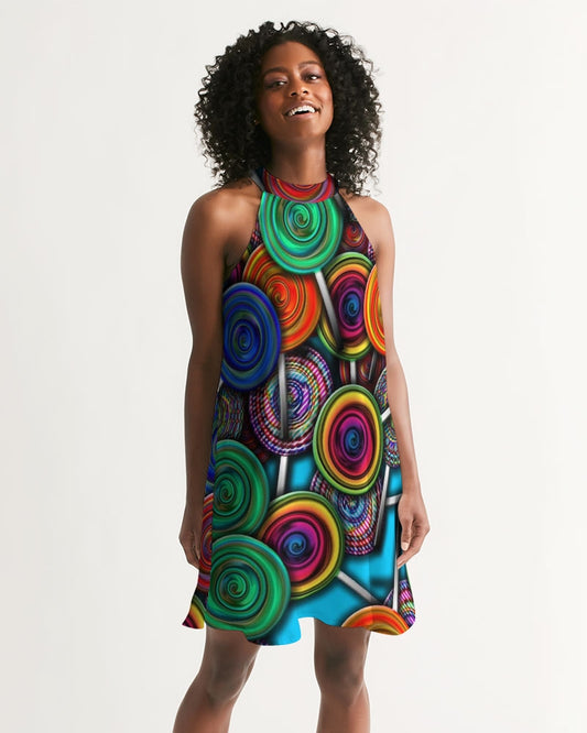 Colorful Lollipops Women's Halter Dress