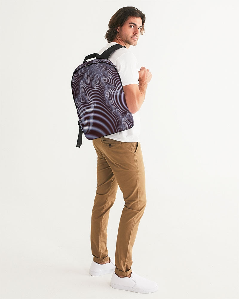 Black and White Spiral Fractal Large Backpack