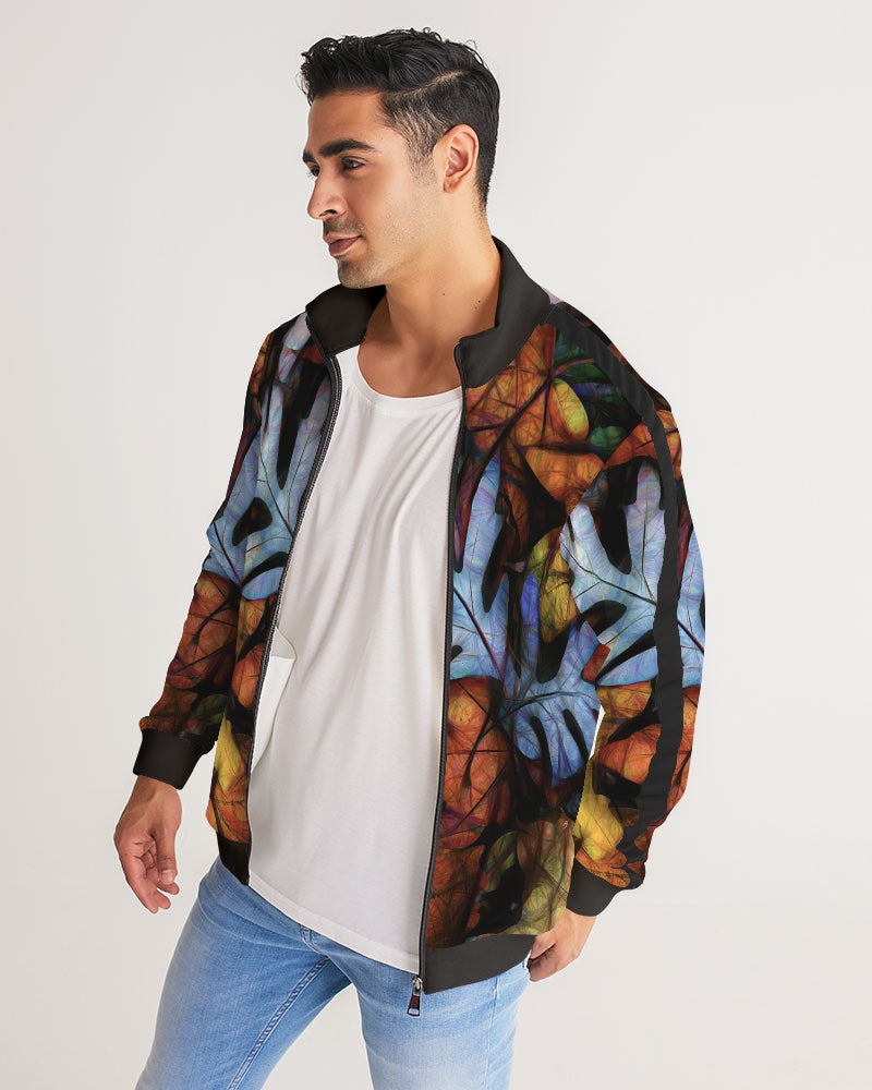 Mid October Leaves Men's Stripe-Sleeve Track Jacket