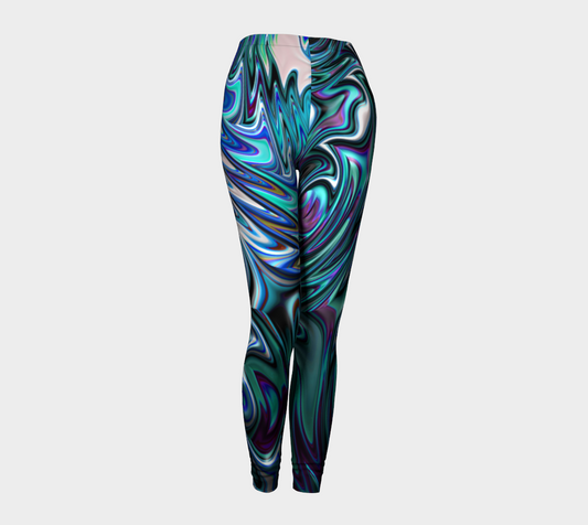Blue Green Fractal 17 Leggings