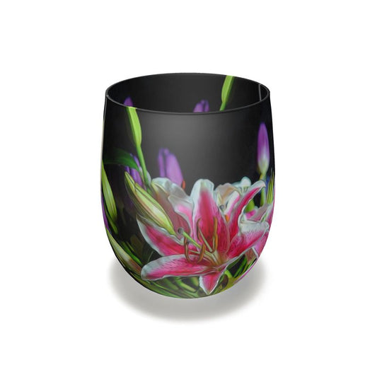 Pink and White Lilies Water Glass