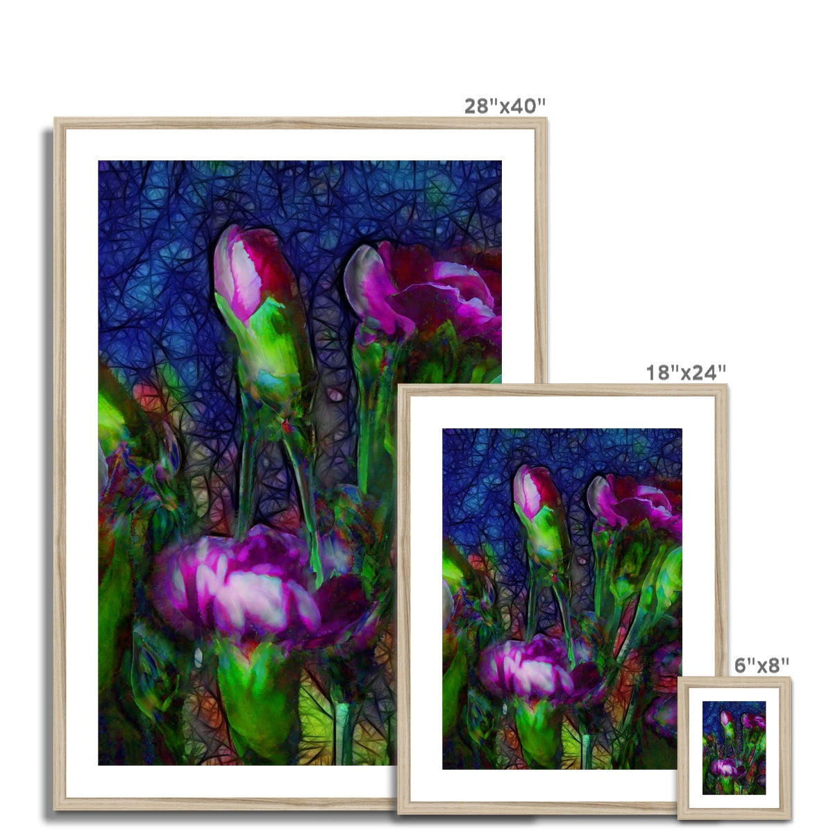 Abstract Pink Carnations Framed & Mounted Print