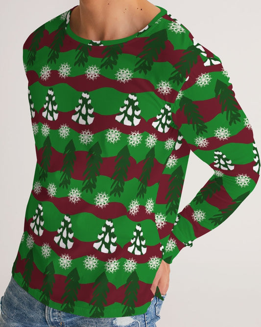 Snowy Evergreen Pattern Men's Long Sleeve Tee