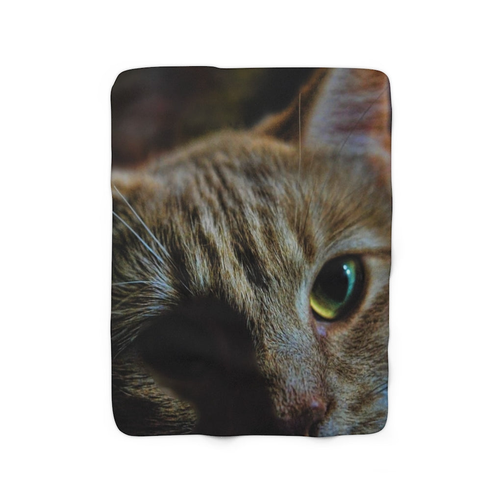 Orange Cat Close Up Sherpa Fleece Blanket