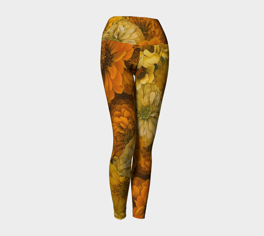 Yellow Zinnias Yoga Leggings