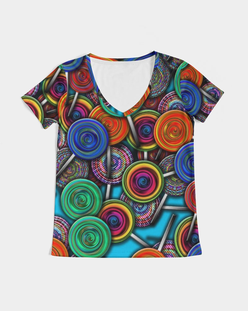 Colorful Lollipops Women's V-Neck Tee