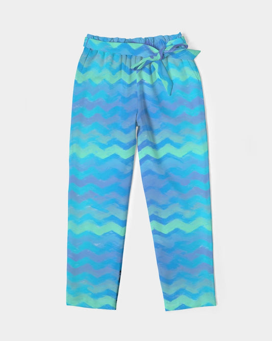 Mermaid Stripes Women's Belted Tapered Pants