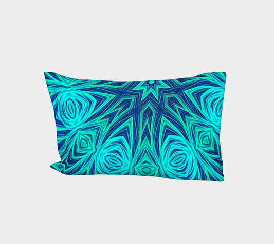 Blue Ice Fractal Kaleidoscope Bed Pillow Sleeve