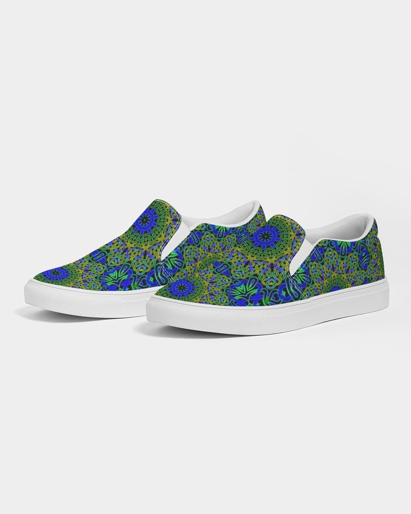 Blue Green Celtic Kaleidoscope Women's Slip-On Canvas Shoe