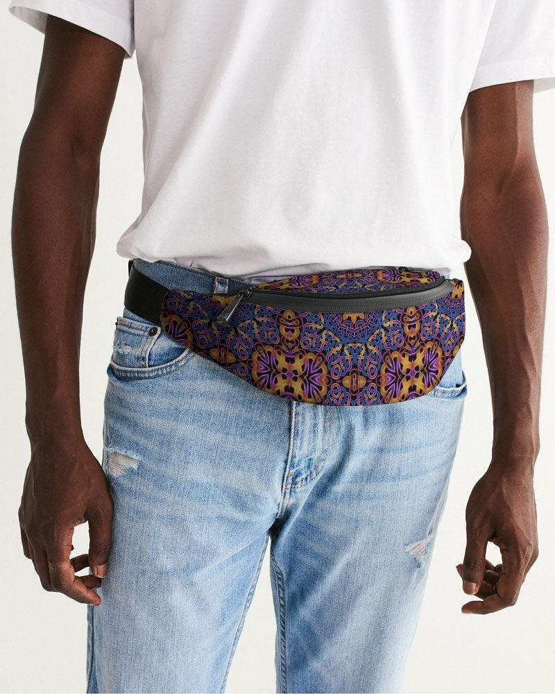 Blue Gold Celtic Kaleidoscope Crossbody Sling Bag