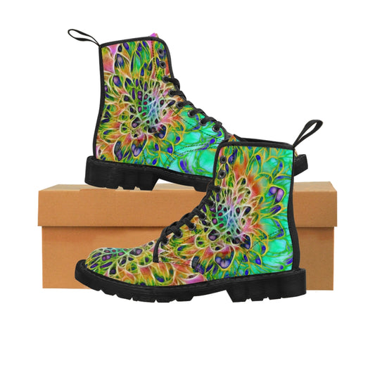 Abstract Chrysanthemum Women's Canvas Boots