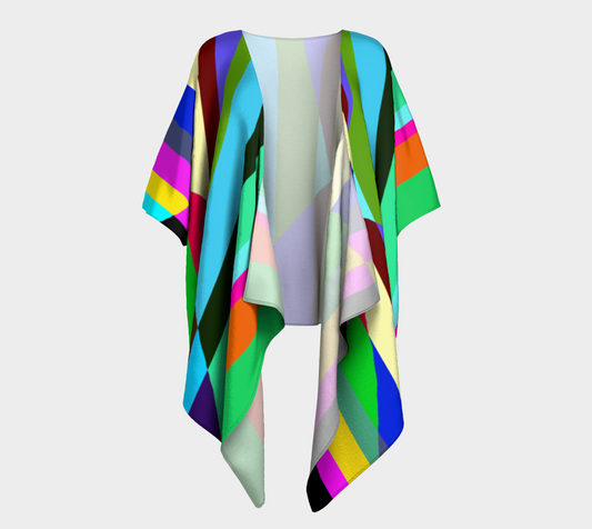 Stripes Interrupted Draped Kimono