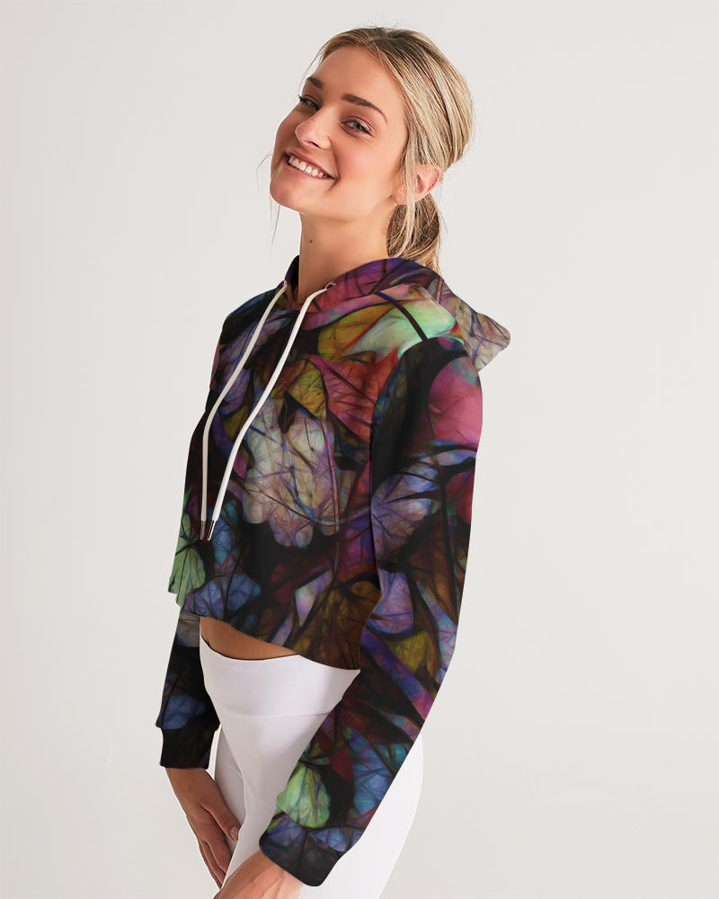 Fall Leaves Abstract Women's Cropped Hoodie