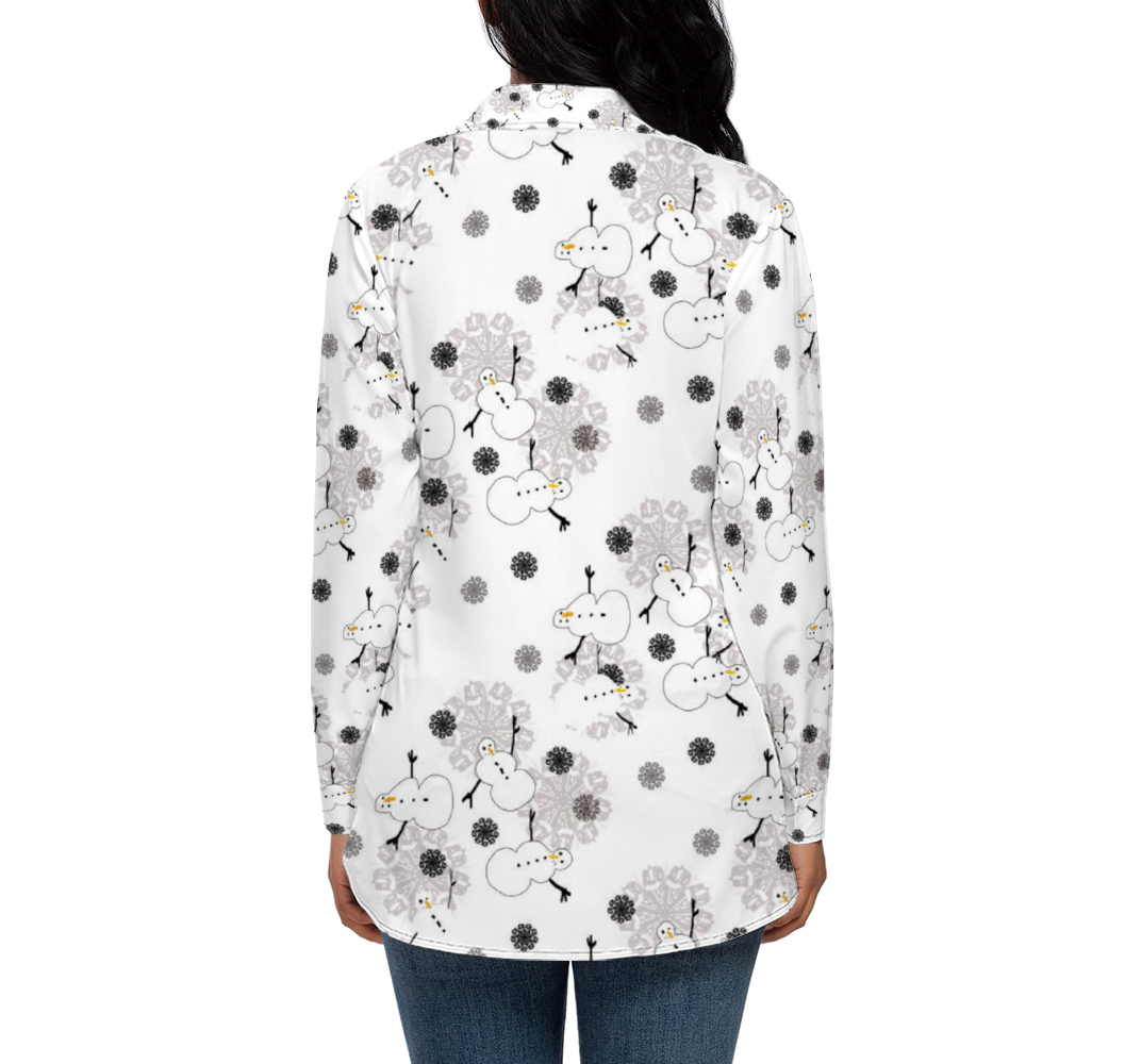 Snowman Pattern Custom All Over Print Women's Long Sleeves Shirt