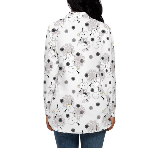 Snowman Pattern Custom All Over Print Women's Long Sleeves Shirt