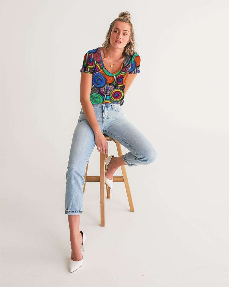 Colorful Lollipops Women's V-Neck Tee