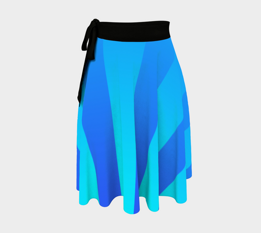 Soft Blue Blend Stripe Wrap Skirt