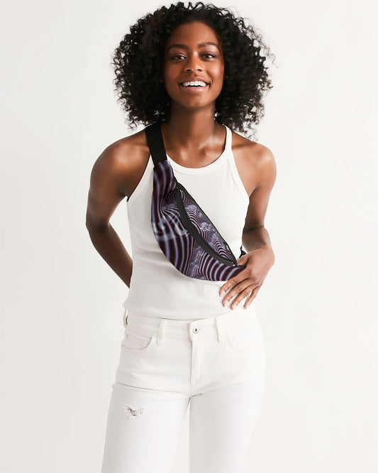 Black and White Spiral Fractal Crossbody Sling Bag