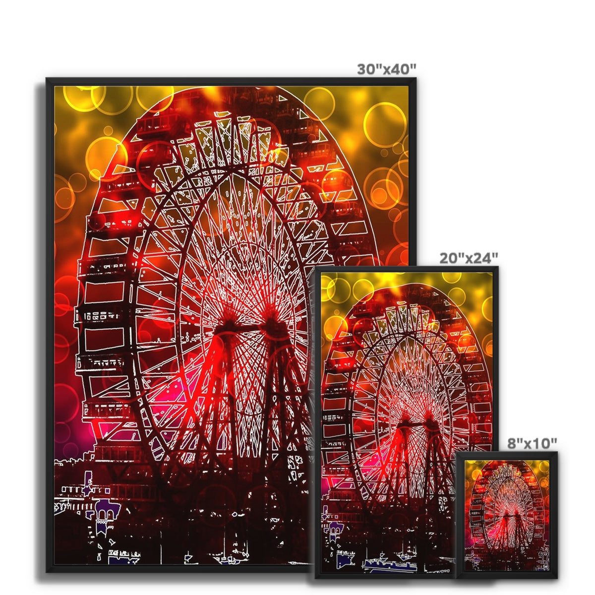 Bokeh Light Ferris Wheel Framed Canvas