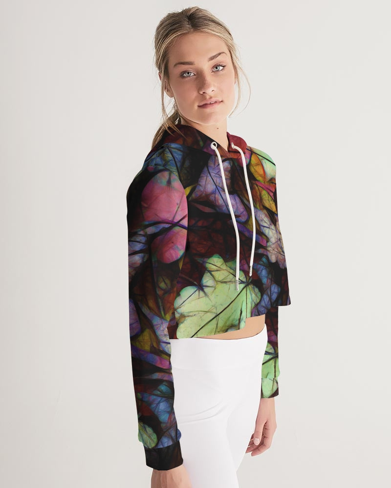 Fall Leaves Abstract Women's Cropped Hoodie
