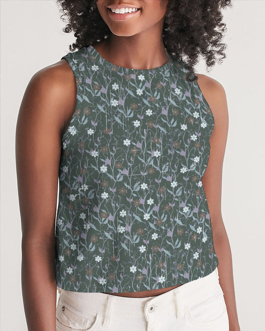 Violets On Gray Women's Cropped Tank