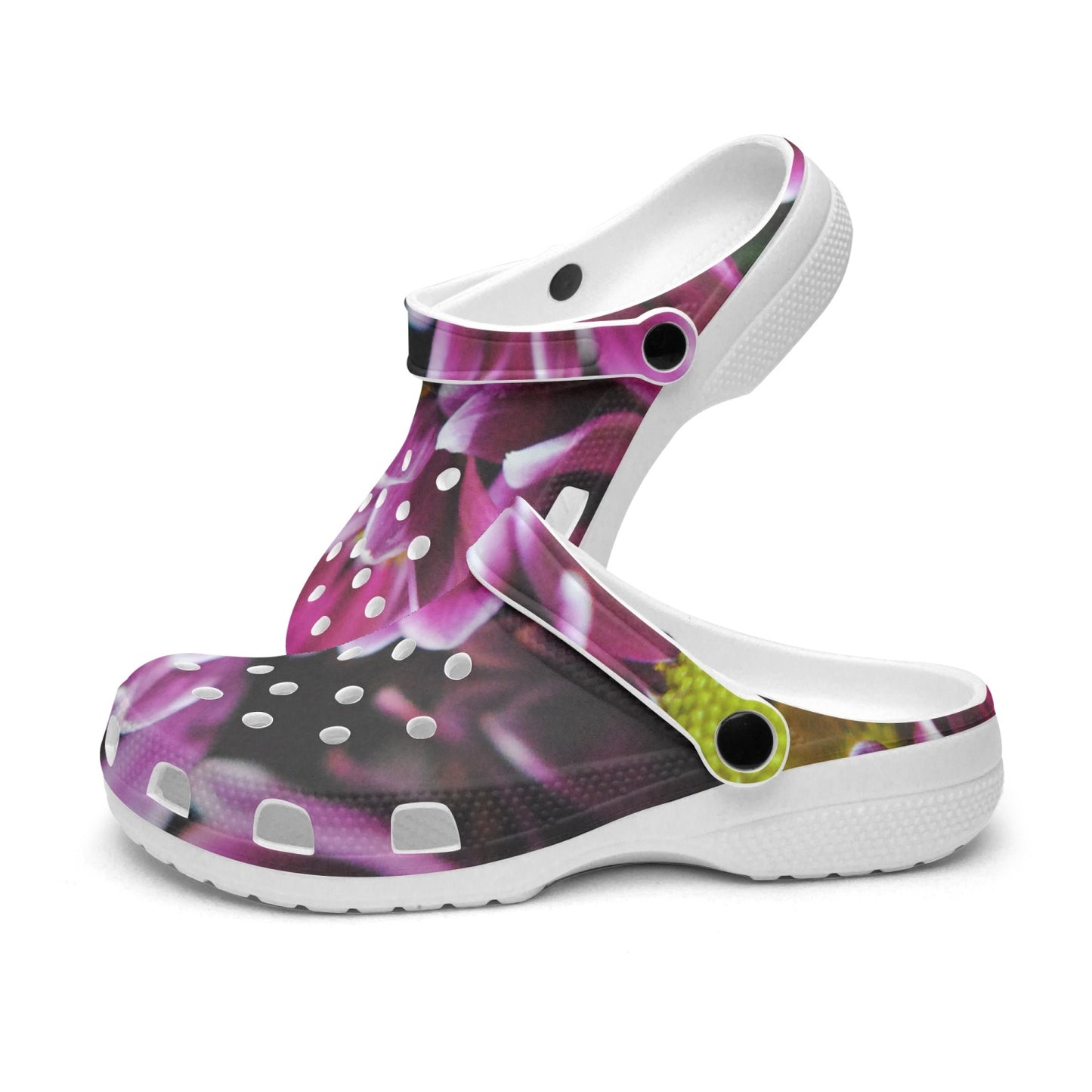 Maroon and White Mums 413. All Over Printed Clogs