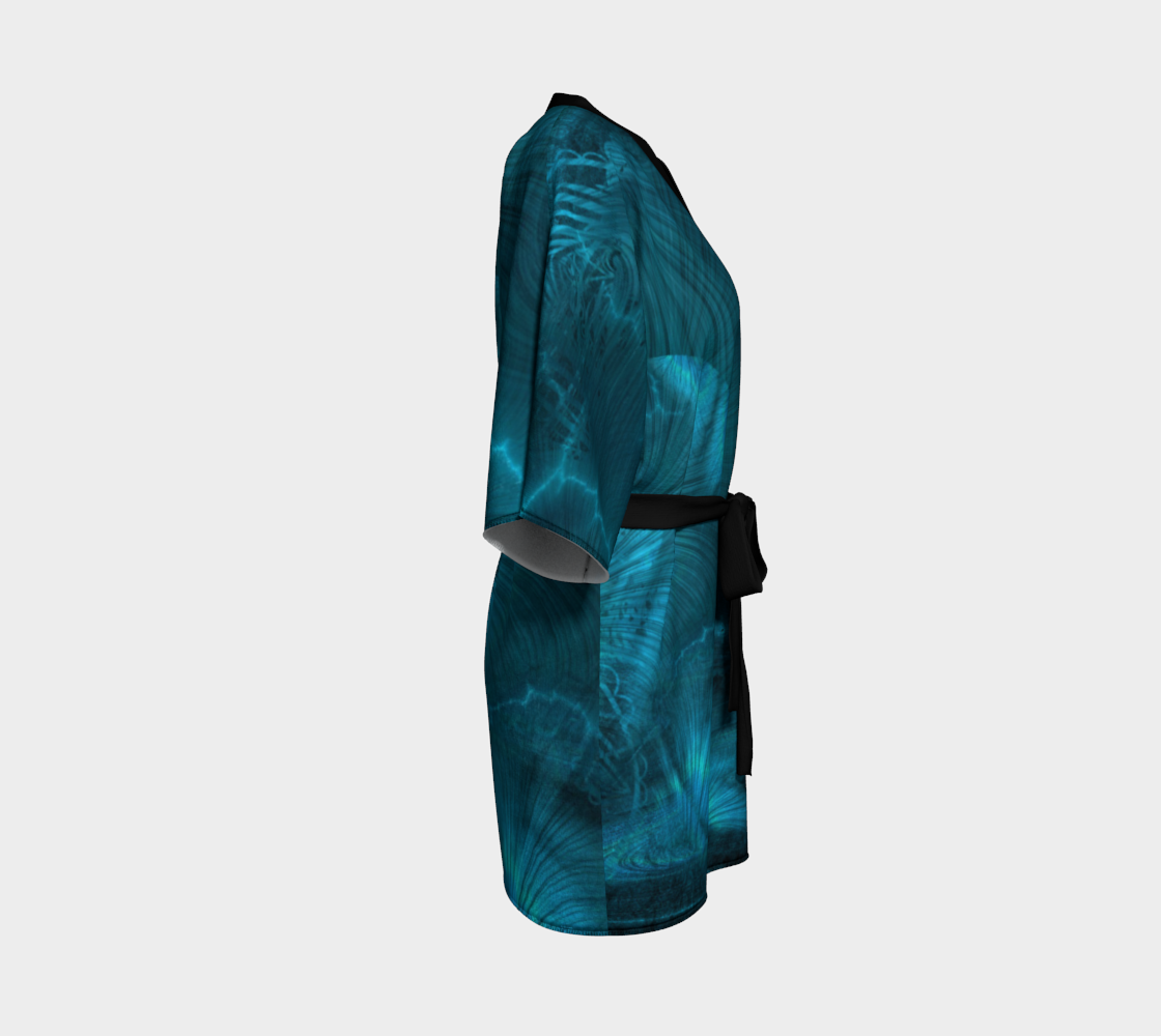 Blue Metallic Fractal Kimono Robe