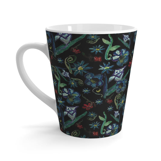 Watercolor Flowers On Black Latte mug