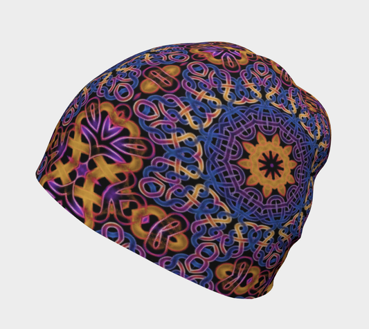 Blue Gold Celtic Kaleidoscope Beanie