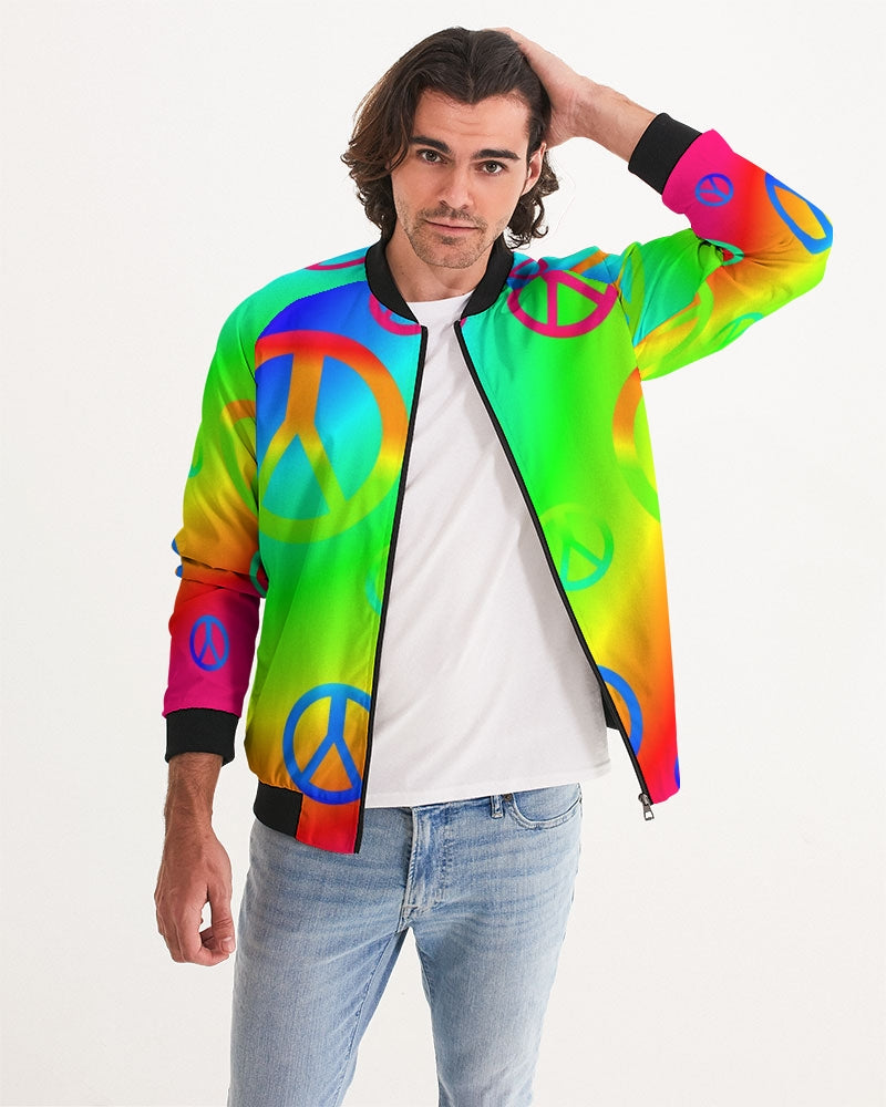 Rainbow Peace Signs Men's Bomber Jacket