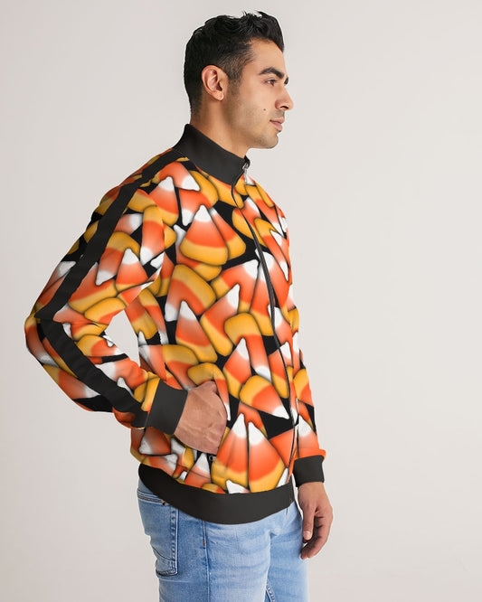 Candy Corn Pattern Men's Stripe-Sleeve Track Jacket