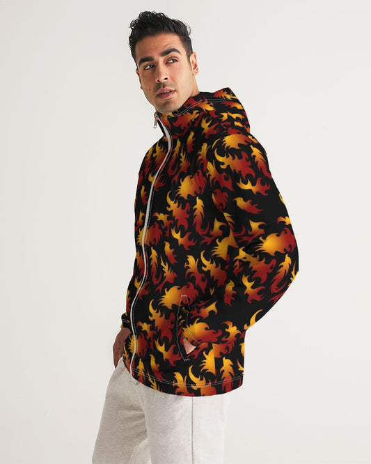 Abstract Flames Pattern  Men's Windbreaker