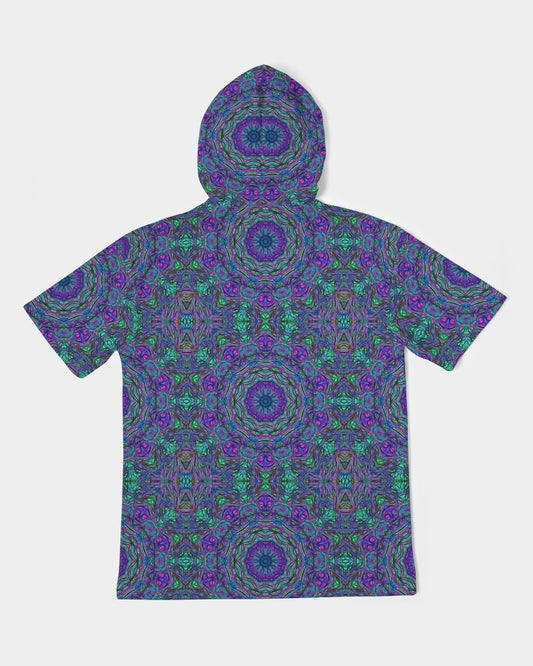Blue Green Purple Kaleidoscope Men's Premium Heavyweight Short Sleeve Hoodie