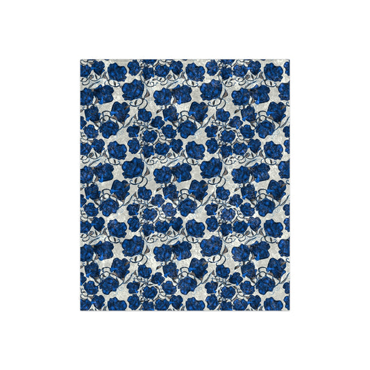 Blue Roses Crushed Velvet Blanket